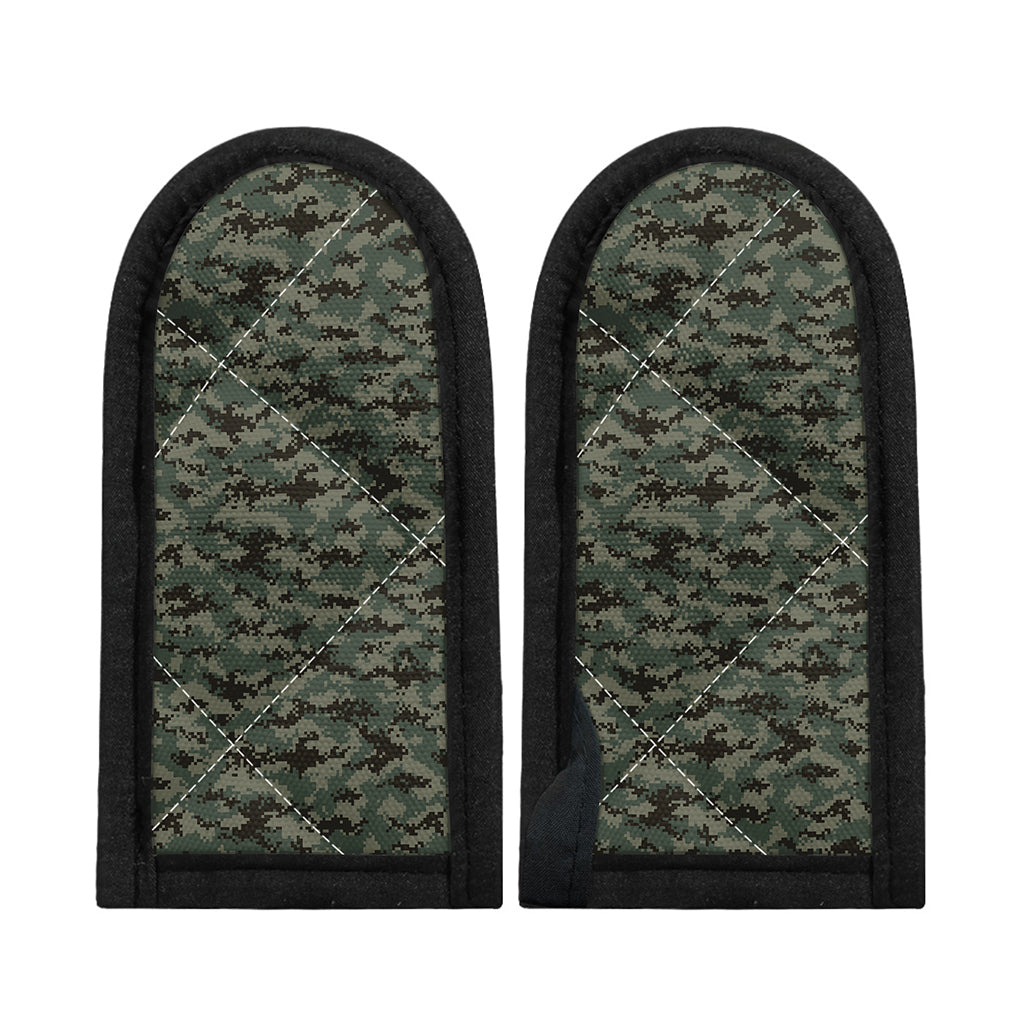 Forest Green Digital Camo Pattern Print Skillet Handle Cover