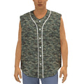 Forest Green Digital Camo Pattern Print Sleeveless Baseball Jersey