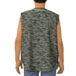 Forest Green Digital Camo Pattern Print Sleeveless Baseball Jersey
