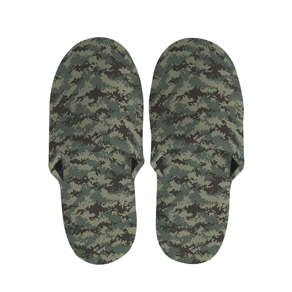 Forest Green Digital Camo Pattern Print Slippers
