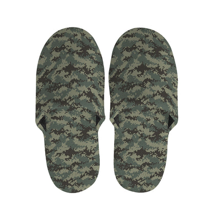 Forest Green Digital Camo Pattern Print Slippers