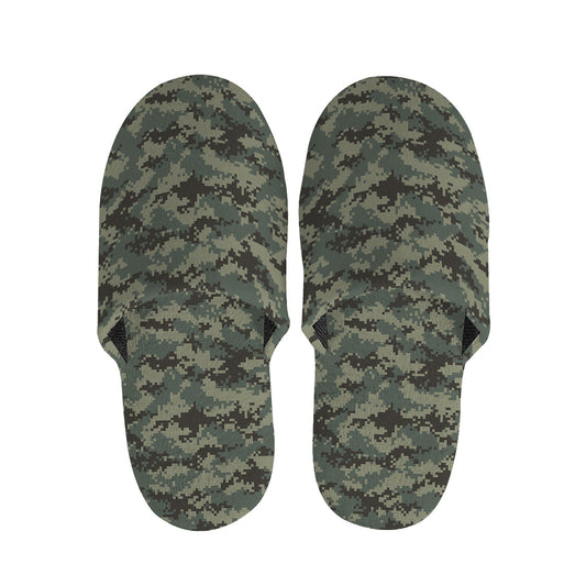 Forest Green Digital Camo Pattern Print Slippers