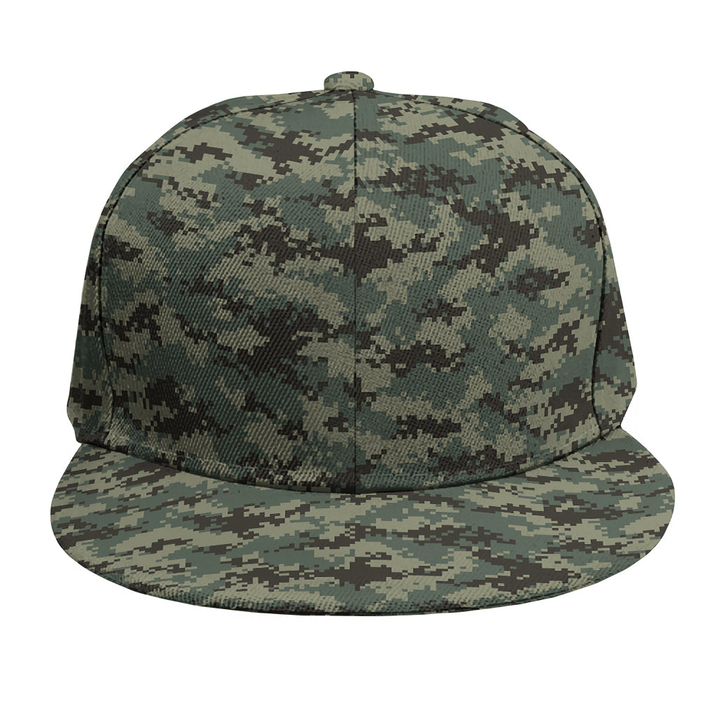 Forest Green Digital Camo Pattern Print Snapback Cap