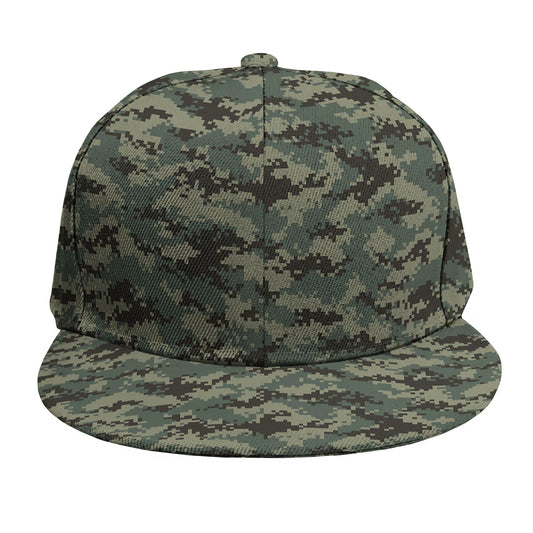 Forest Green Digital Camo Pattern Print Snapback Cap