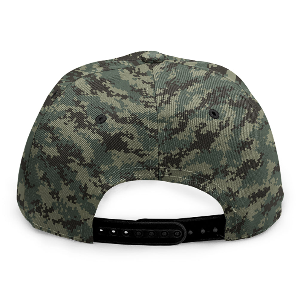 Forest Green Digital Camo Pattern Print Snapback Cap