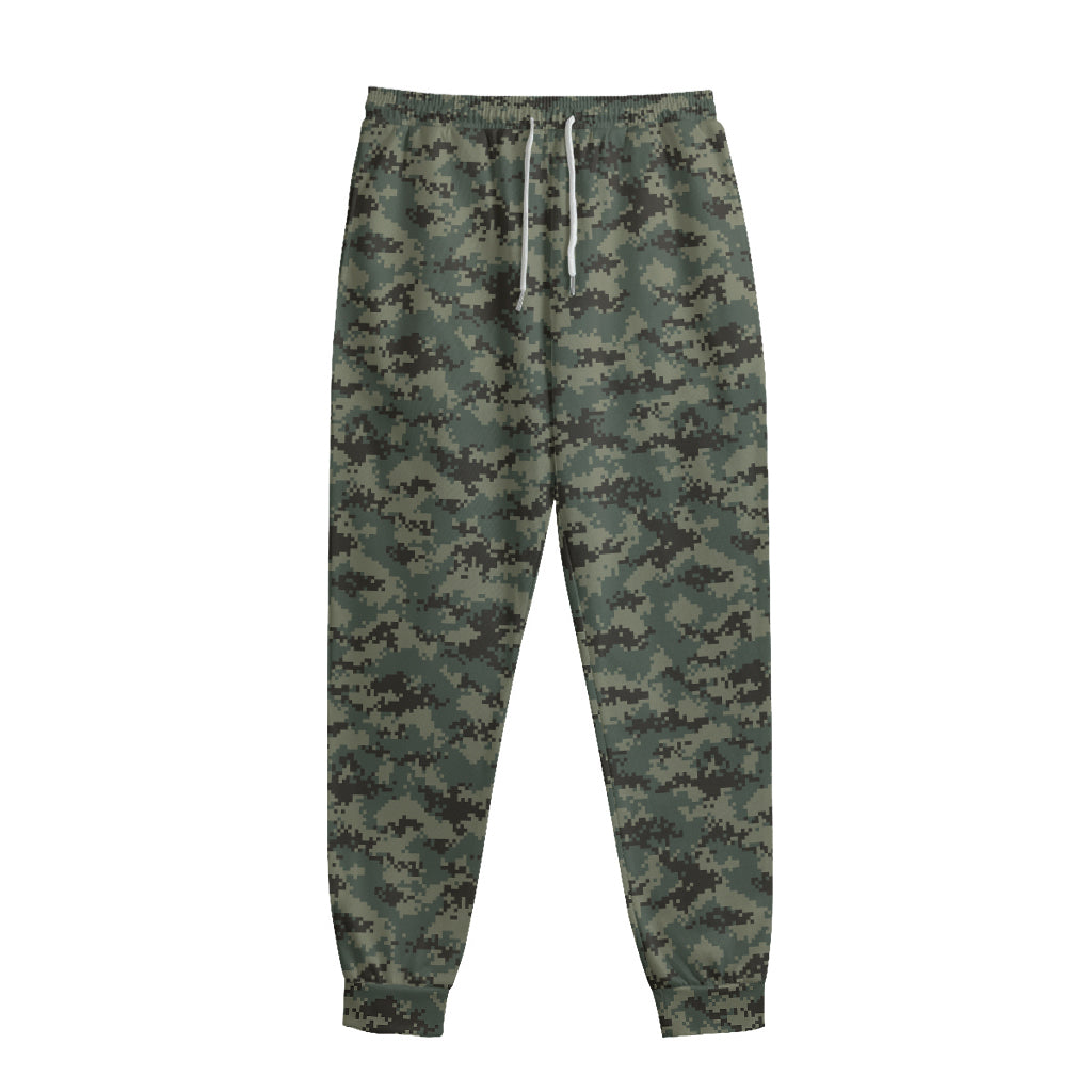 Forest Green Digital Camo Pattern Print Sweatpants