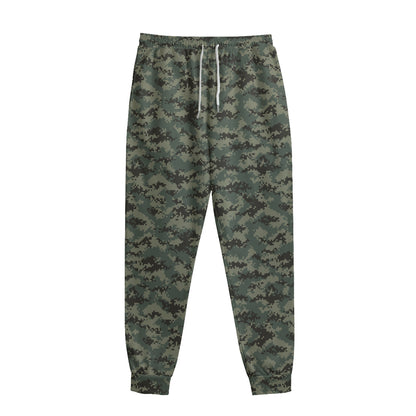 Forest Green Digital Camo Pattern Print Sweatpants