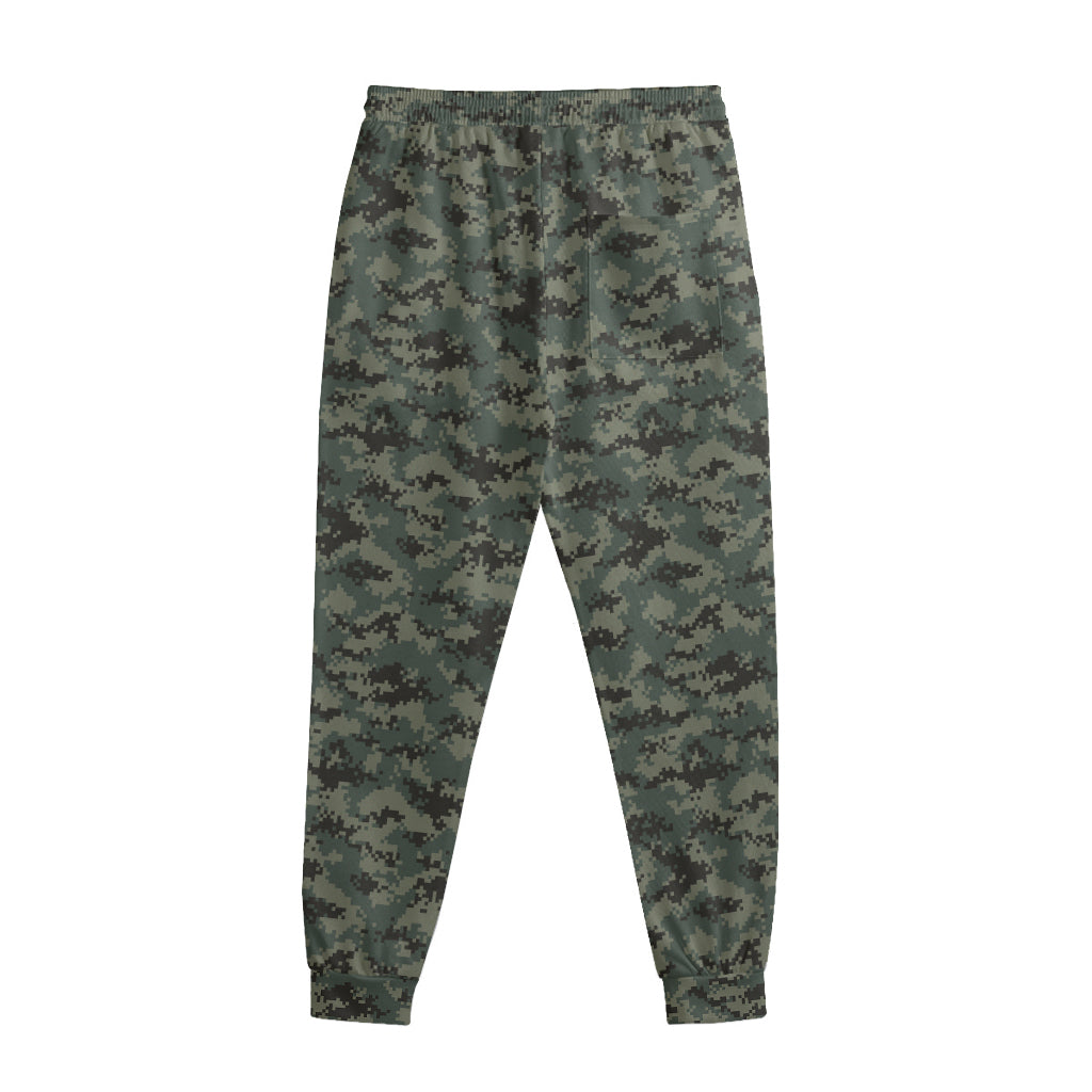Forest Green Digital Camo Pattern Print Sweatpants