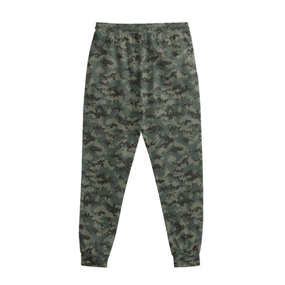 Forest Green Digital Camo Pattern Print Sweatpants