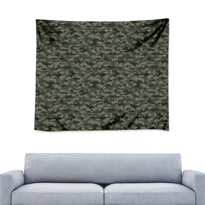 Forest Green Digital Camo Pattern Print Tapestry