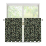 Forest Green Digital Camo Pattern Print Tier Curtains