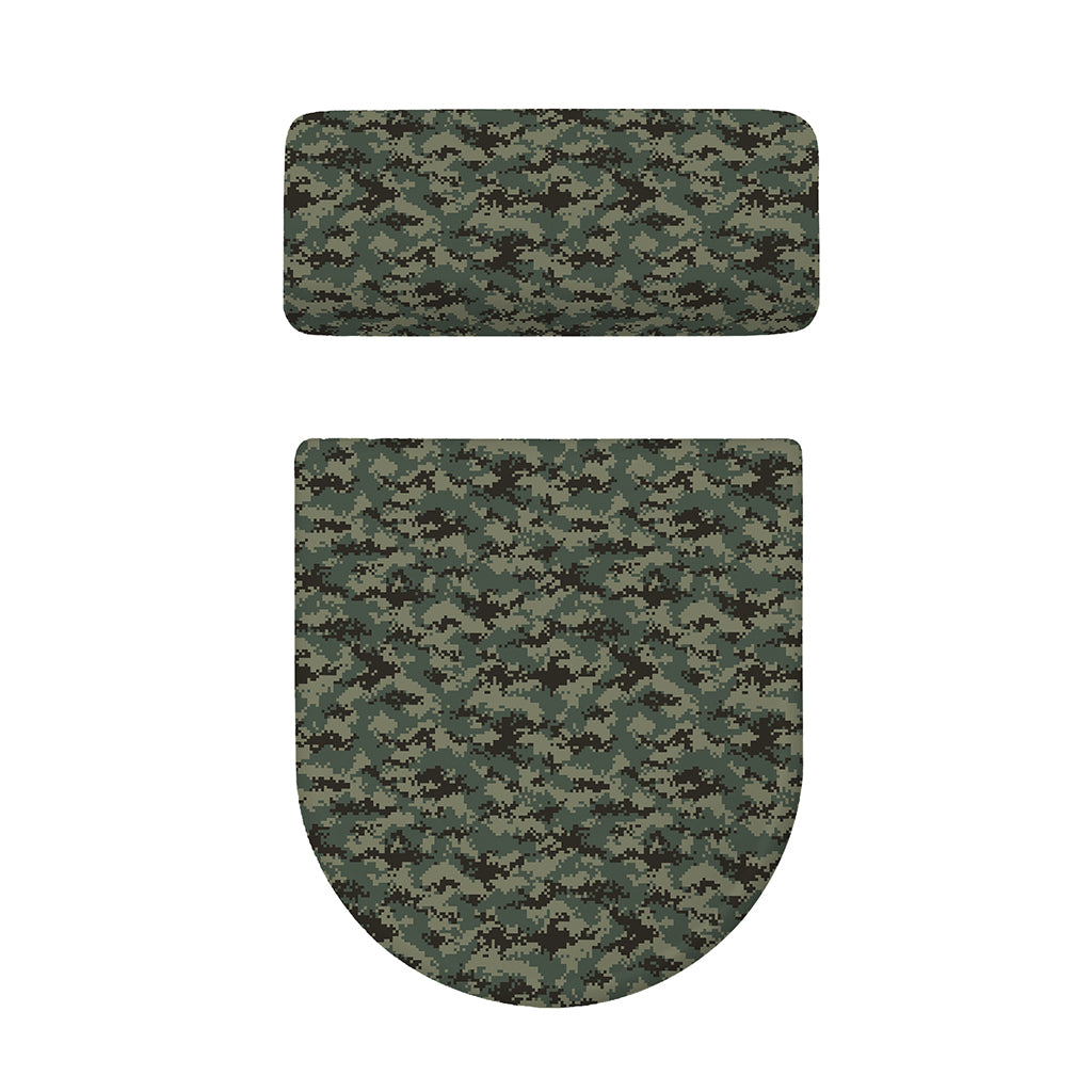 Forest Green Digital Camo Pattern Print Toilet Lid And Tank Cover Set
