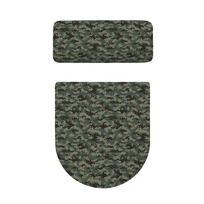 Forest Green Digital Camo Pattern Print Toilet Lid And Tank Cover Set