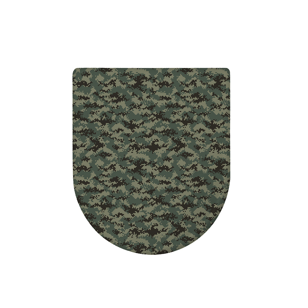 Forest Green Digital Camo Pattern Print Toilet Lid Cover