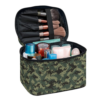 Forest Green Digital Camo Pattern Print Travel Makeup Bag