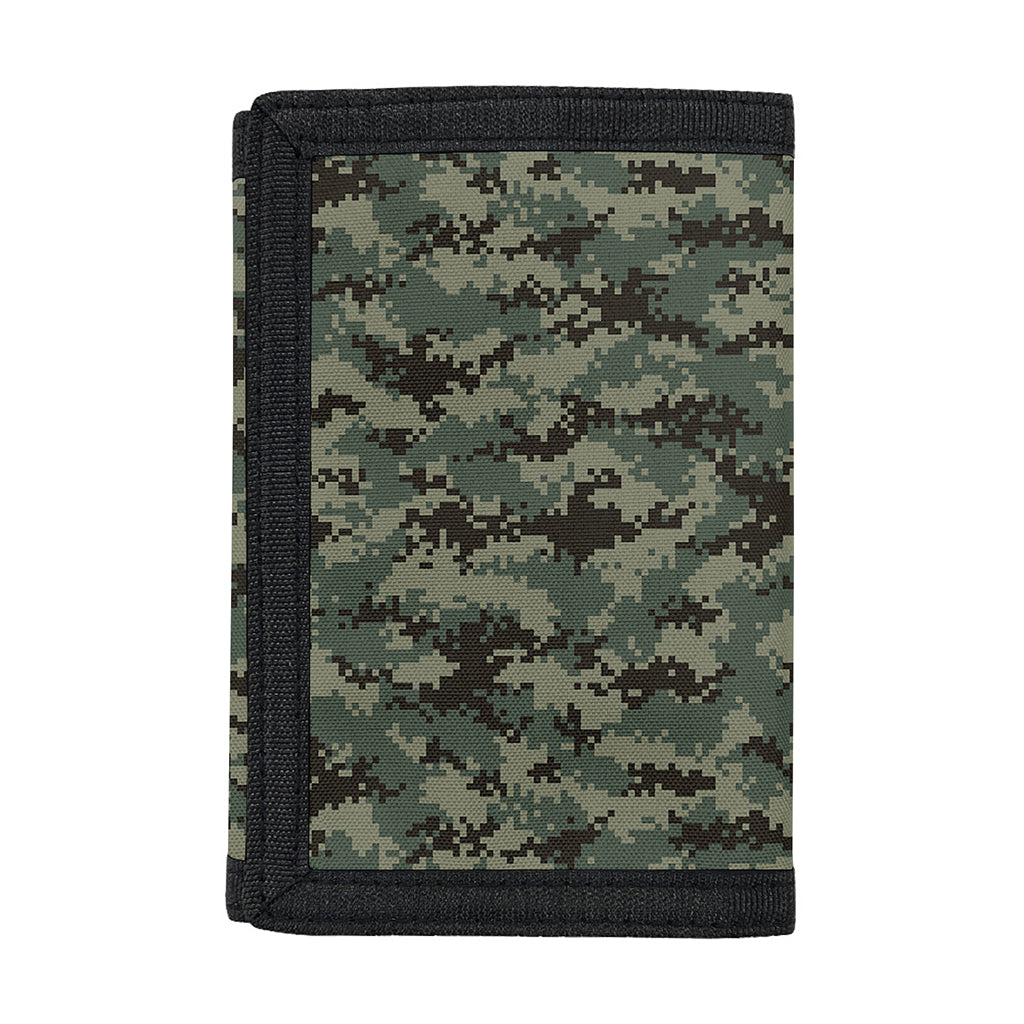 Forest Green Digital Camo Pattern Print Trifold Wallet