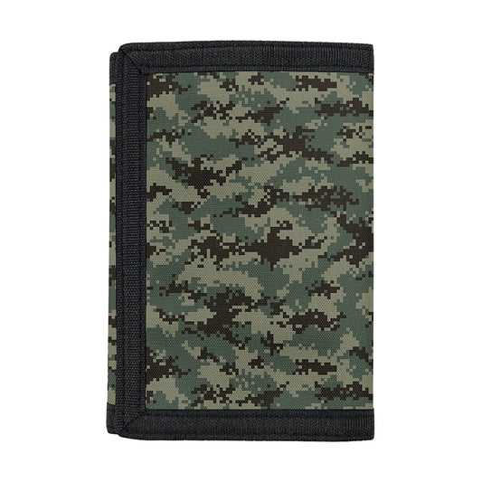 Forest Green Digital Camo Pattern Print Trifold Wallet