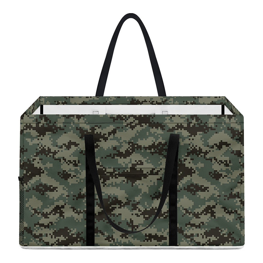 Forest Green Digital Camo Pattern Print Utility Tote Bag