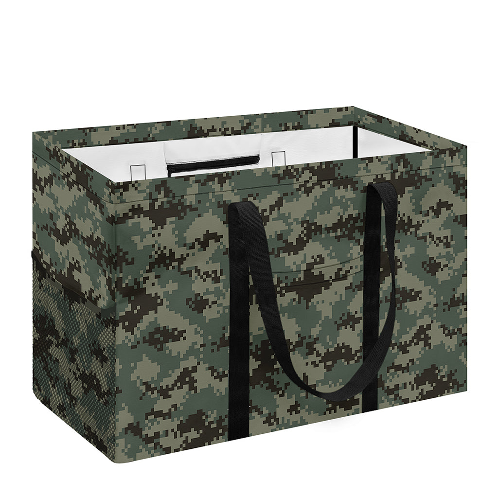 Forest Green Digital Camo Pattern Print Utility Tote Bag
