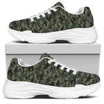 Forest Green Digital Camo Pattern Print White Chunky Shoes