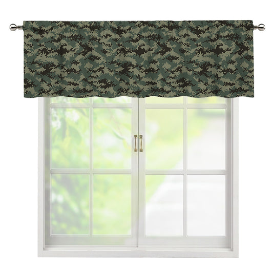 Forest Green Digital Camo Pattern Print Window Valance