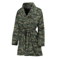 Forest Green Digital Camo Pattern Print Women's Bathrobe