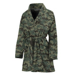 Forest Green Digital Camo Pattern Print Women's Bathrobe