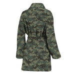 Forest Green Digital Camo Pattern Print Women's Bathrobe