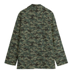 Forest Green Digital Camo Pattern Print Women's Blazer