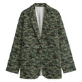Forest Green Digital Camo Pattern Print Women's Cotton Blazer