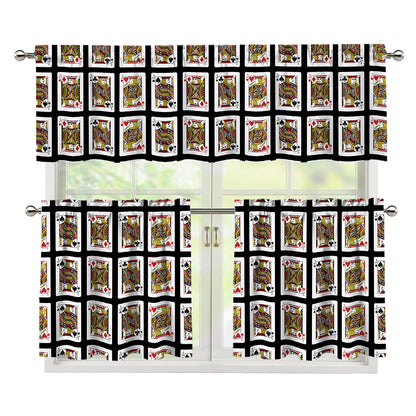 Four Jacks Playing Cards Pattern Print 3 Piece Kitchen Curtains
