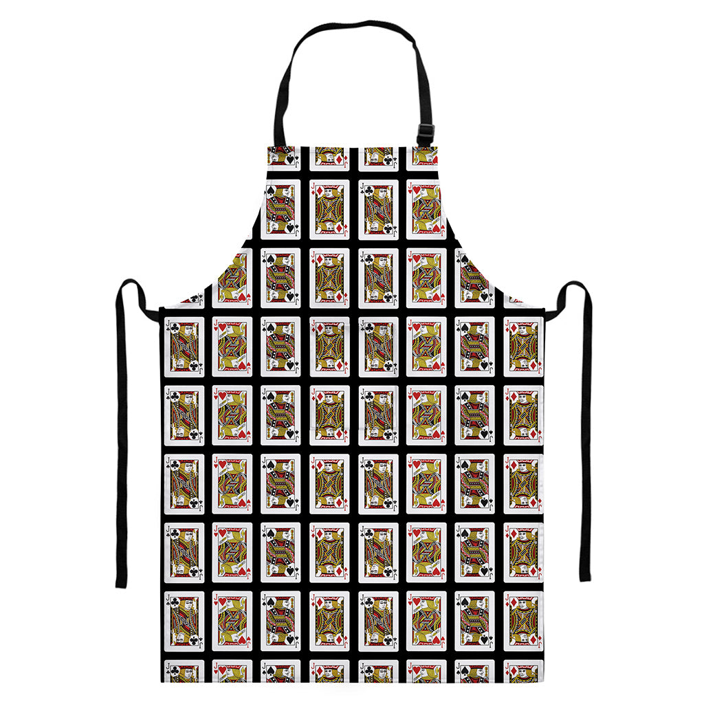 Four Jacks Playing Cards Pattern Print Bib Apron With Pocket