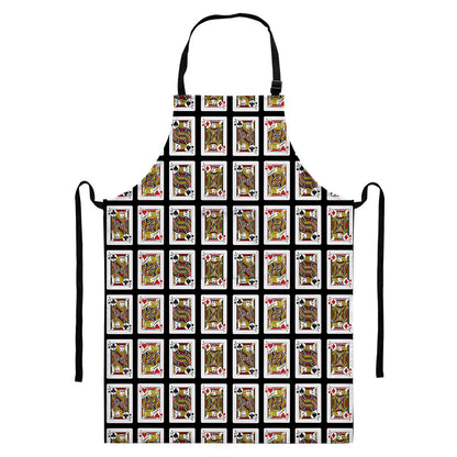 Four Jacks Playing Cards Pattern Print Bib Apron With Pocket