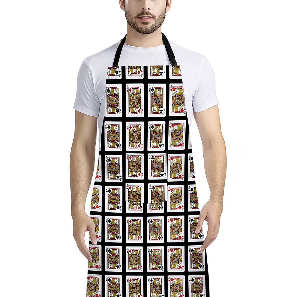 Four Jacks Playing Cards Pattern Print Bib Apron With Pocket