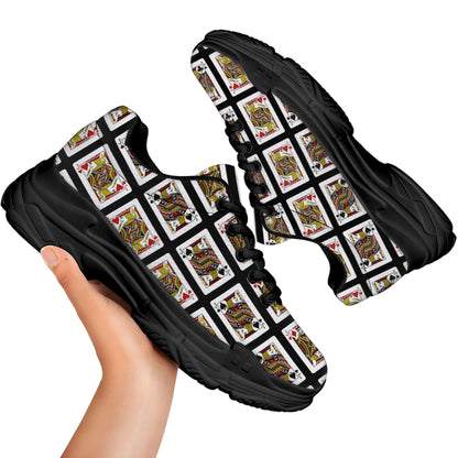 Four Jacks Playing Cards Pattern Print Black Chunky Shoes