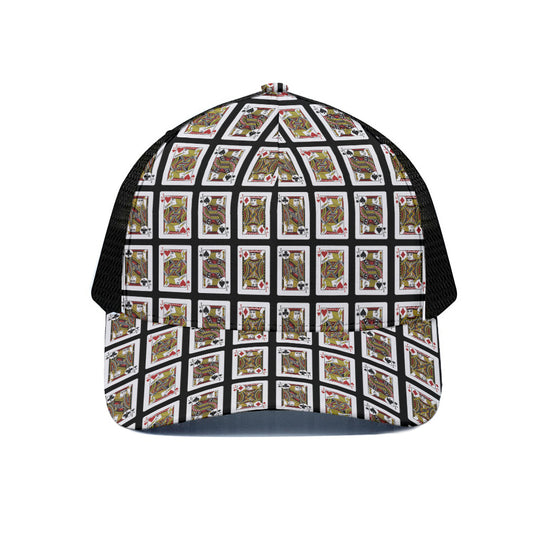 Four Jacks Playing Cards Pattern Print Black Mesh Trucker Cap