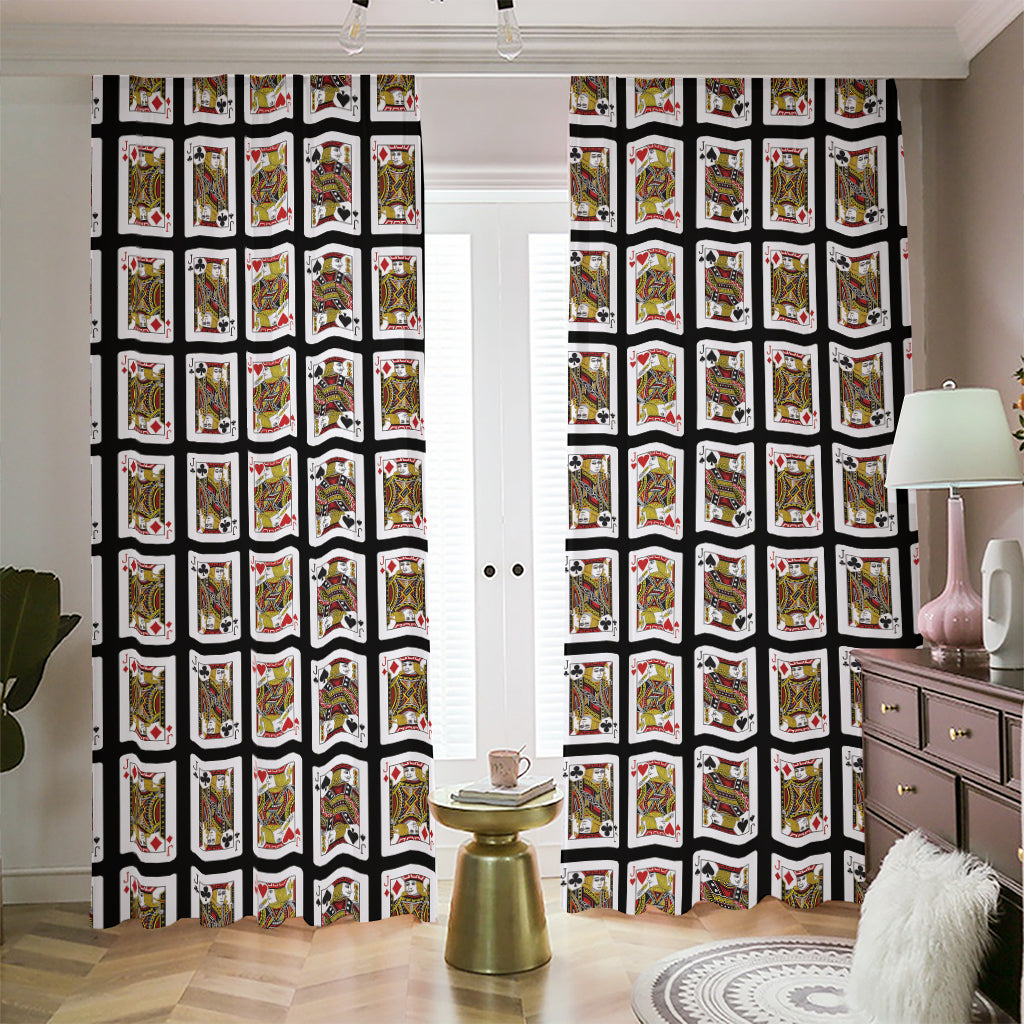 Four Jacks Playing Cards Pattern Print Blackout Pencil Pleat Curtains