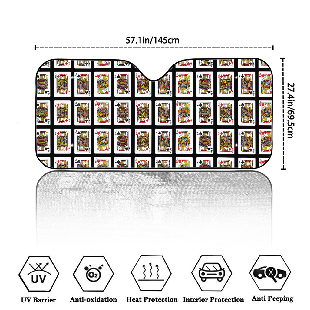 Four Jacks Playing Cards Pattern Print Car Windshield Sun Shade