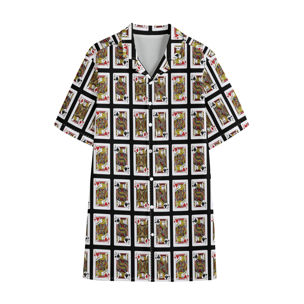 Four Jacks Playing Cards Pattern Print Cotton Hawaiian Shirt