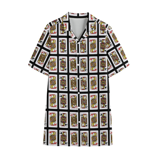 Four Jacks Playing Cards Pattern Print Cotton Hawaiian Shirt