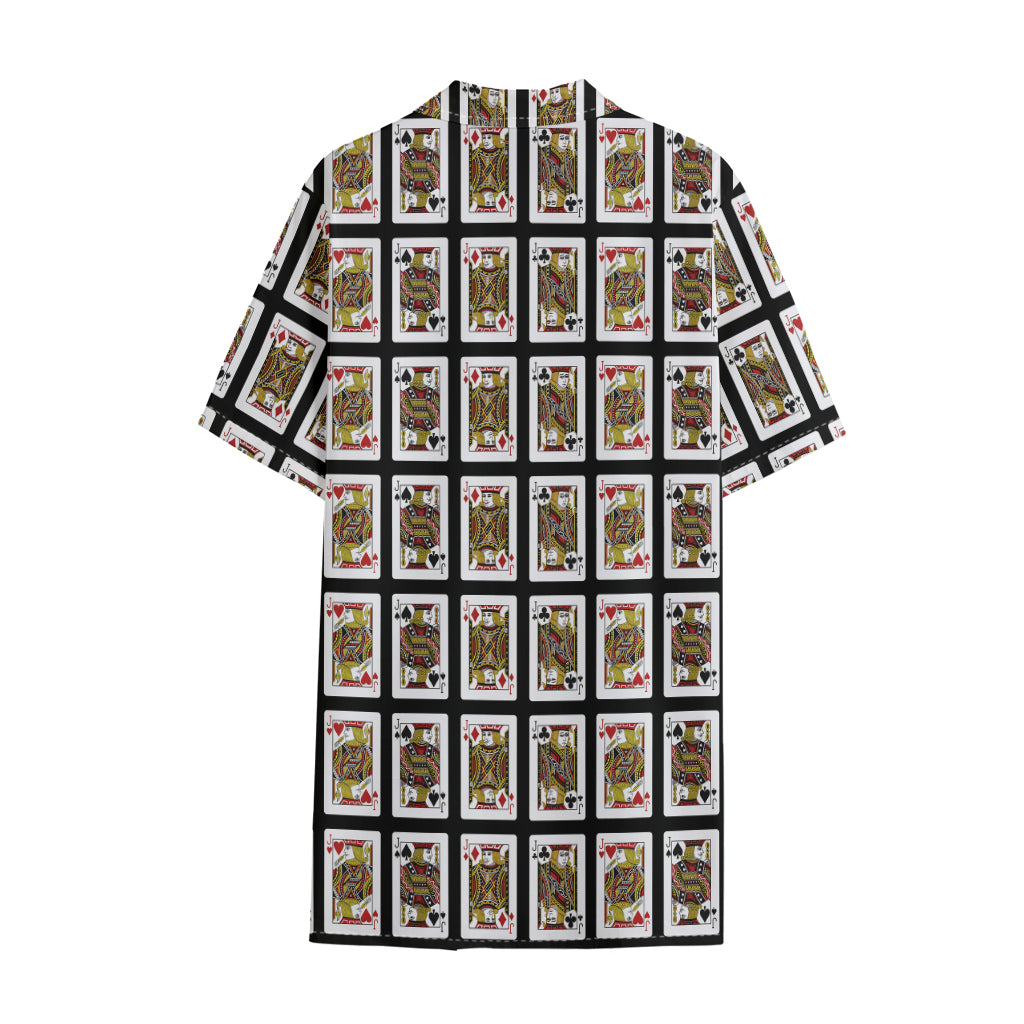 Four Jacks Playing Cards Pattern Print Cotton Hawaiian Shirt