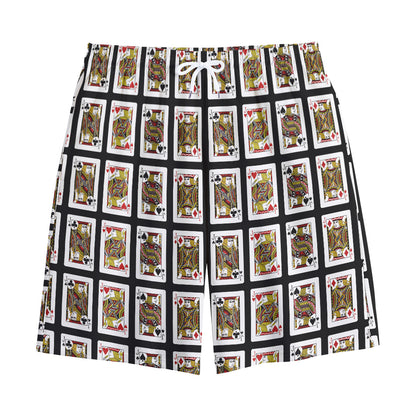 Four Jacks Playing Cards Pattern Print Cotton Shorts