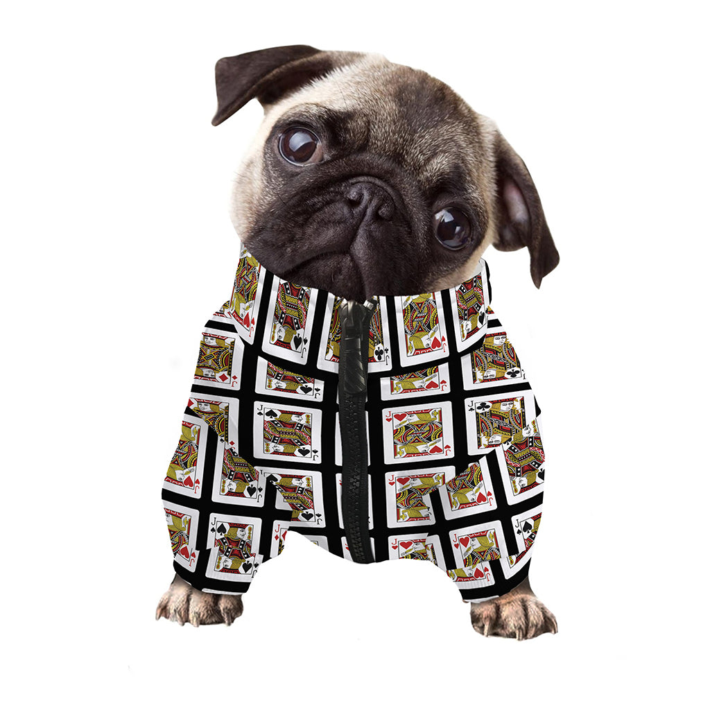 Four Jacks Playing Cards Pattern Print Dog Zip Up Jacket