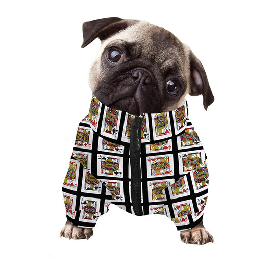 Four Jacks Playing Cards Pattern Print Dog Zip Up Jacket