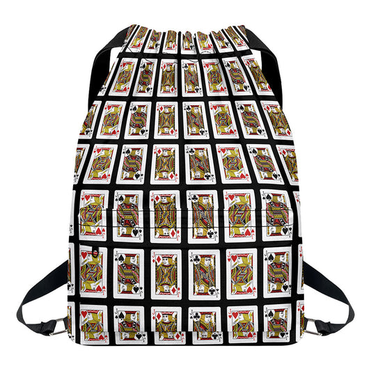 Four Jacks Playing Cards Pattern Print Drawstring Backpack