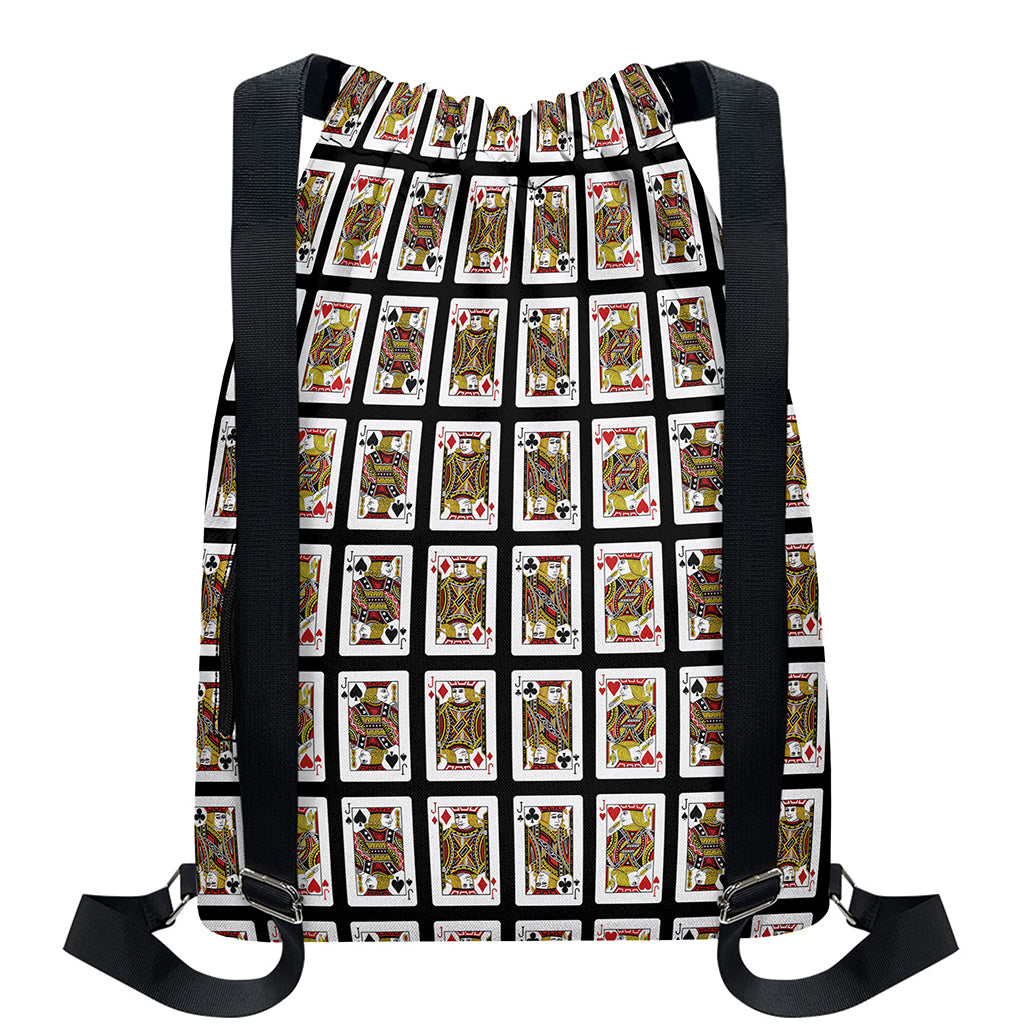 Four Jacks Playing Cards Pattern Print Drawstring Backpack