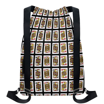 Four Jacks Playing Cards Pattern Print Drawstring Backpack