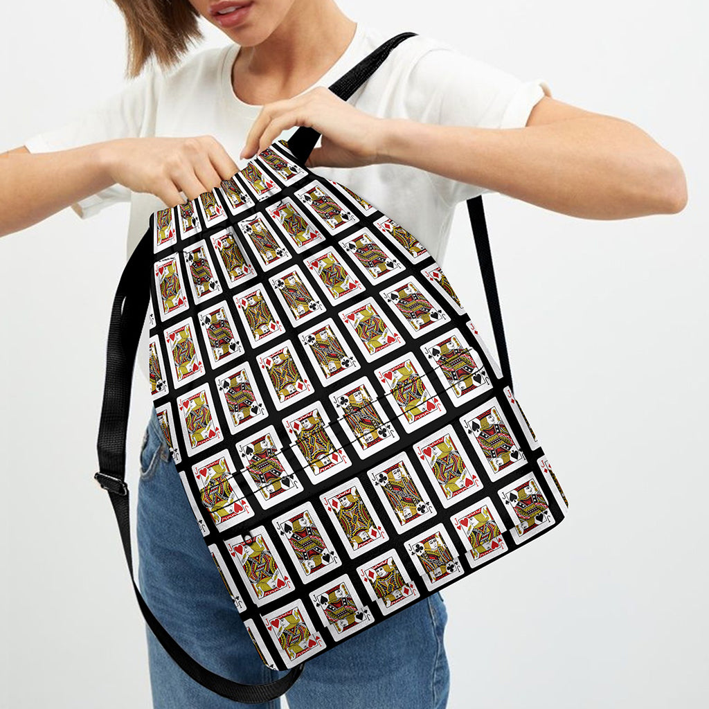 Four Jacks Playing Cards Pattern Print Drawstring Backpack