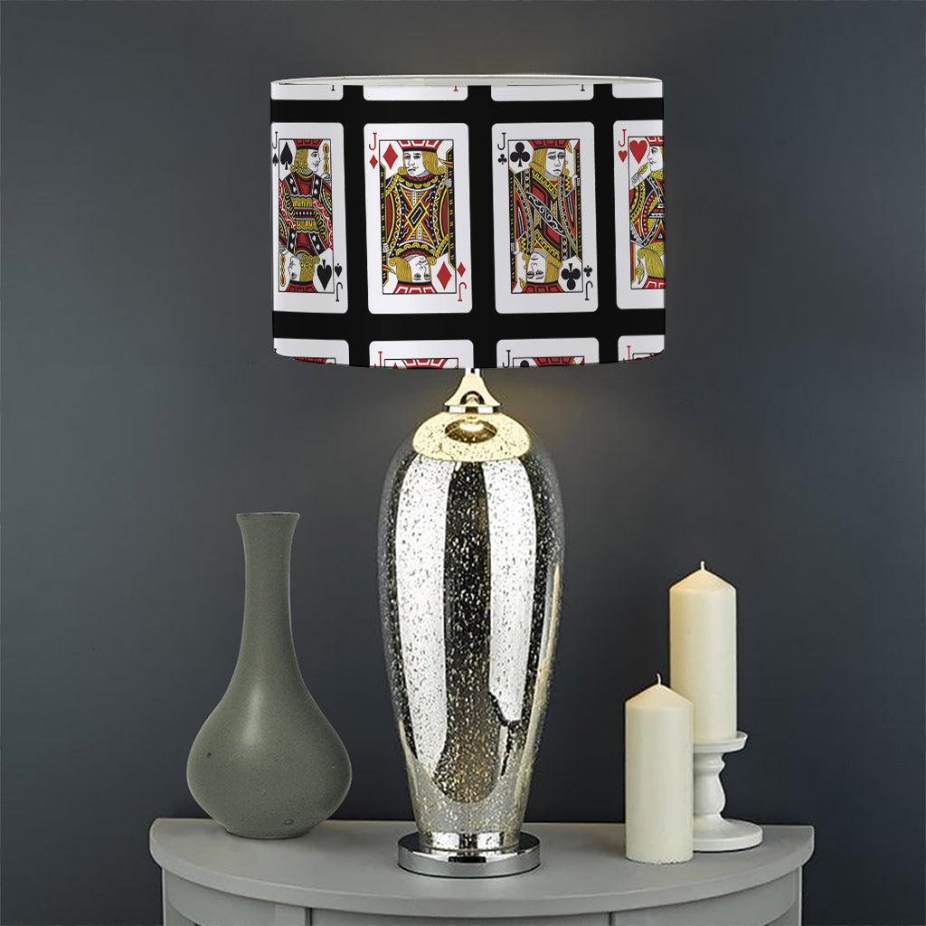 Four Jacks Playing Cards Pattern Print Drum Lamp Shade