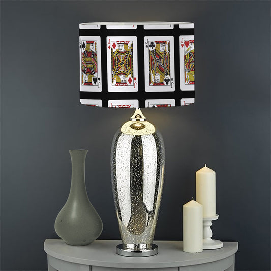 Four Jacks Playing Cards Pattern Print Drum Lamp Shade